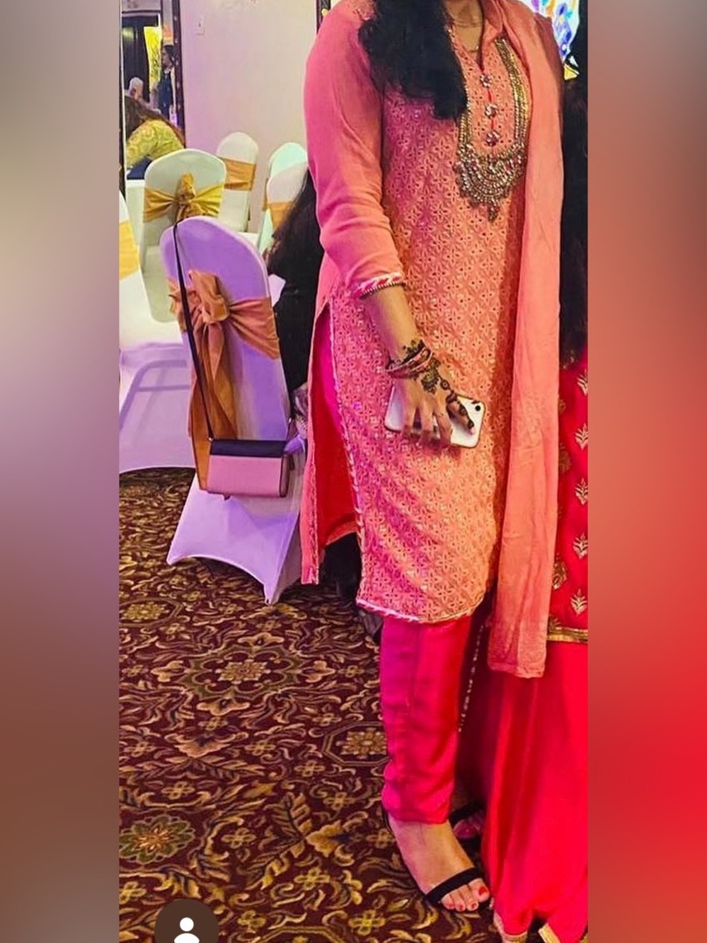 Ethnic Indian Wear Pink Embroidered Straight-Leg Pants with Matching Kurta